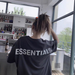 ESSENTIALS復線FOG反光字母短袖T恤潮牌高街風寬松情侶裝半袖男