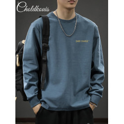 2025新款美式潮牌ins寬松260克重磅純棉長袖t恤男士秋季內搭上衣