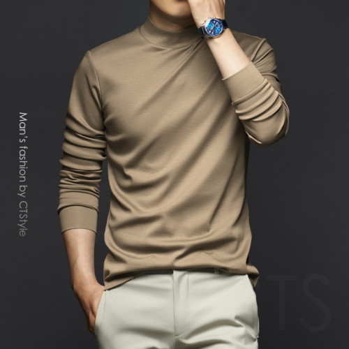 秋冬季男士中半高領長袖T恤加厚打底衫衛衣2025男裝秋衣秋裝上衣 秋冬季男士中半高領長袖T恤加厚打底衫衛衣2025男裝秋衣秋裝上衣