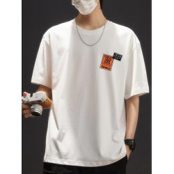 港風日系復古簡約重磅100%純棉短袖T恤男夏季圓領寬松百搭ins潮流