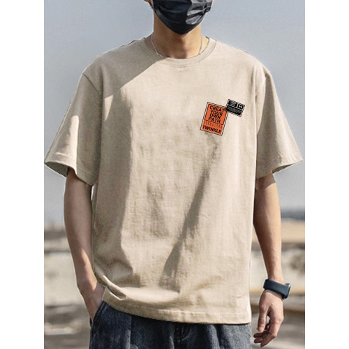 港風日系復古簡約重磅100%純棉短袖T恤男夏季圓領寬松百搭ins潮流