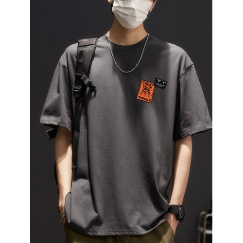 港風日系復古簡約重磅100%純棉短袖T恤男夏季圓領寬松百搭ins潮流