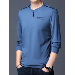 加肥加大碼長袖T恤男士寬松中年絲光棉秋季薄款衛衣圓領純色上衣