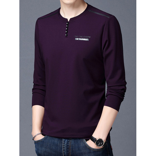 加肥加大碼長袖T恤男士寬松中年絲光棉秋季薄款衛衣圓領純色上衣