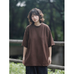 阿於呆夏季純色重磅純棉短袖T恤男寬松270g基礎圓領半袖打底女潮