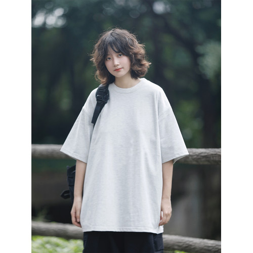 阿於呆夏季純色重磅純棉短袖T恤男寬松270g基礎圓領半袖打底女潮