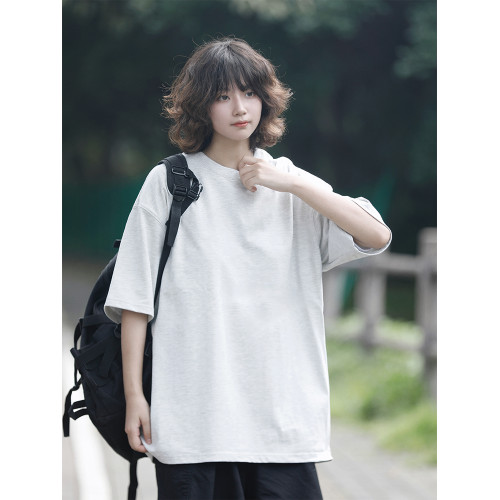 阿於呆夏季純色重磅純棉短袖T恤男寬松270g基礎圓領半袖打底女潮