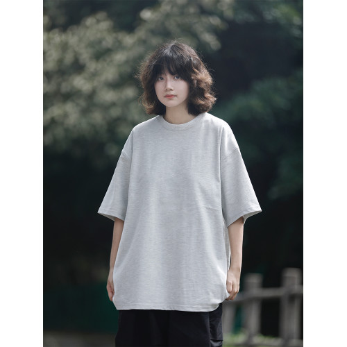 阿於呆夏季純色重磅純棉短袖T恤男寬松270g基礎圓領半袖打底女潮