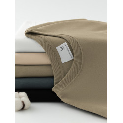 320g重磅衛衣男春秋冬保暖加絨加厚純色白色圓領無帽套頭長袖t恤