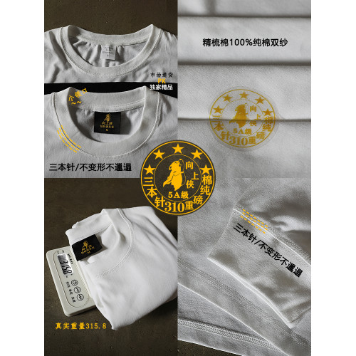 搞錢做慈善 三本針310純棉雙紗！向上俠不透美式情侶女長袖T恤男