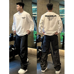 美式高街重磅270g純棉打底衫長袖男秋季潮牌字母印花休閒T恤上衣