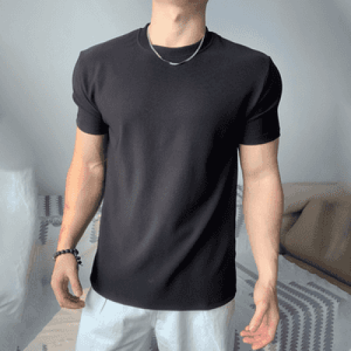 夏季新款短袖男重磅高級感肌理墊肩收袖顯大抗皺速乾健身運動短T