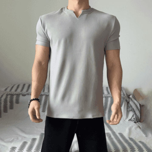 夏季新款短袖男重磅高級感肌理墊肩收袖顯大抗皺速乾健身運動短T