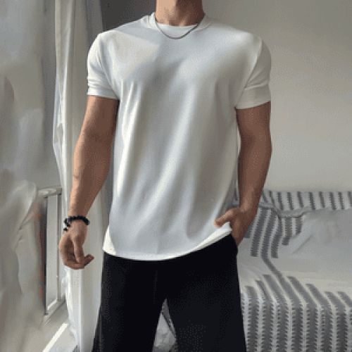 夏季新款短袖男重磅高級感肌理墊肩收袖顯大抗皺速乾健身運動短T