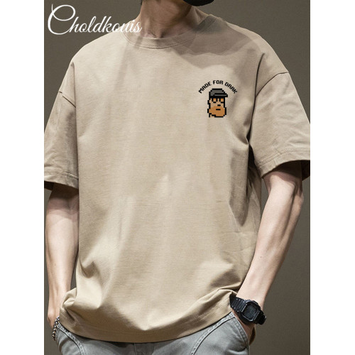 短袖t恤男夏季日系簡約純棉體恤寬松潮流百搭美式情侶五分袖上衣 短袖t恤男夏季日系簡約純棉體恤寬松潮流百搭美式情侶五分袖上衣