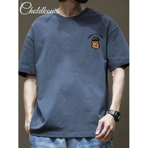 短袖t恤男夏季日系簡約純棉體恤寬松潮流百搭美式情侶五分袖上衣 短袖t恤男夏季日系簡約純棉體恤寬松潮流百搭美式情侶五分袖上衣