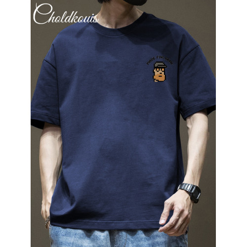 短袖t恤男夏季日系簡約純棉體恤寬松潮流百搭美式情侶五分袖上衣 短袖t恤男夏季日系簡約純棉體恤寬松潮流百搭美式情侶五分袖上衣