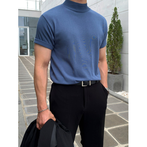 MRCYC韓系半高領針織T恤男士純色百搭修身短袖夏季高級老錢風體恤 MRCYC韓系半高領針織T恤男士純色百搭修身短袖夏季高級老錢風體恤