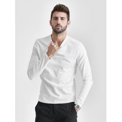 美式重磅 300g純棉秋季純色圓領打底衫春裝潮流上衣白色長袖t恤男