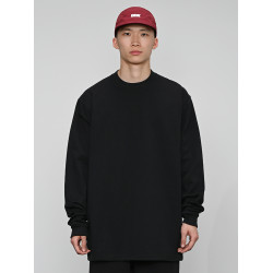 380g重磅 小領口 純色長袖bboy寬松打底 淨色t恤  街舞 嘻哈 說唱