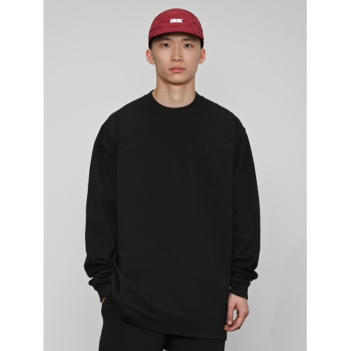 380g重磅 小領口 純色長袖bboy寬松打底 淨色t恤  街舞 嘻哈 說唱