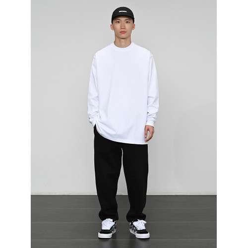 380g重磅 小領口 純色長袖bboy寬松打底 淨色t恤  街舞 嘻哈 說唱