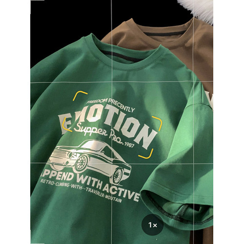 100%純棉短袖t恤男夏季ins高街潮牌重磅半袖2025新款潮流復古衣服