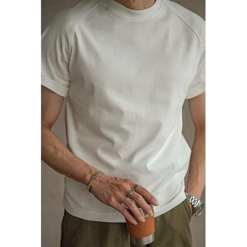 唔刃 美式復古300g重磅圓領純棉T恤短袖寬松打底衫硬漢哢嘰男潮牌