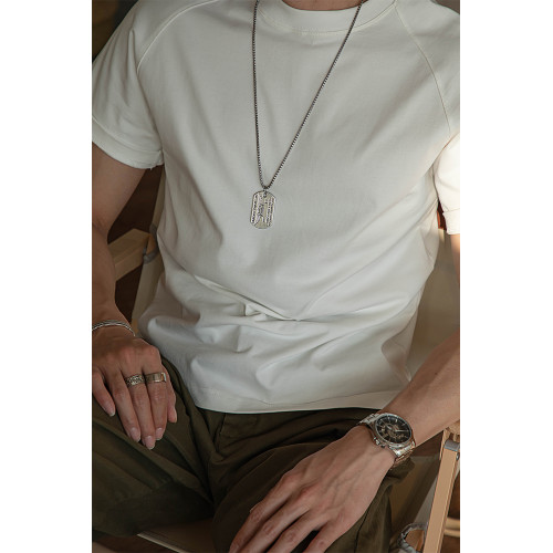 唔刃 美式復古300g重磅圓領純棉T恤短袖寬松打底衫硬漢哢嘰男潮牌