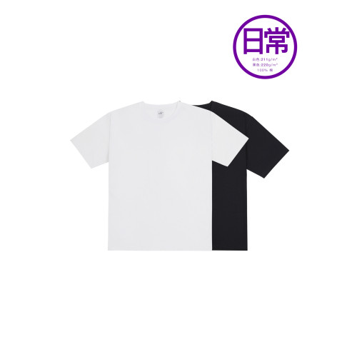 IDLT 圓領短袖T恤 精梳長絨黑白Tee純棉合身打底百搭基本款 潮ins
