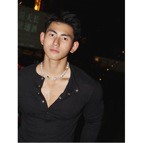 PAPASLILMONSTER早秋禁欲男友風T恤男 簡約修身純色針織長袖衫女