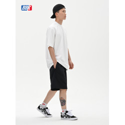 BBK 230g涼感索羅娜 純色T恤BBOY寬松淨色小領口打底短袖街舞滑板