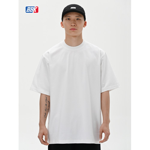 BBK 230g涼感索羅娜 純色T恤BBOY寬松淨色小領口打底短袖街舞滑板
