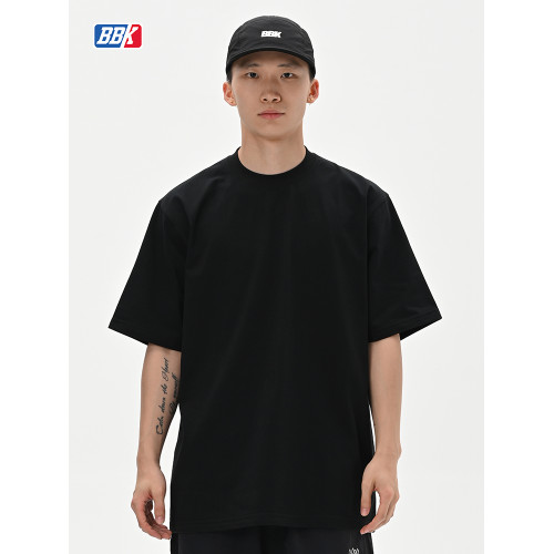 BBK 230g涼感索羅娜 純色T恤BBOY寬松淨色小領口打底短袖街舞滑板