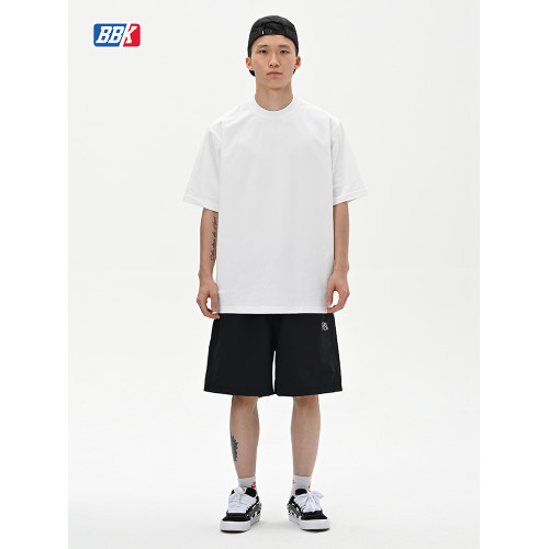 BBK 230g涼感索羅娜 純色T恤BBOY寬松淨色小領口打底短袖街舞滑板