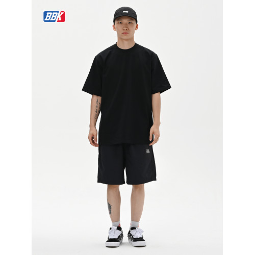 BBK 230g涼感索羅娜 純色T恤BBOY寬松淨色小領口打底短袖街舞滑板