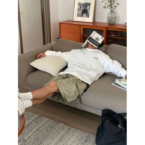 歐美休閒純棉長袖t恤男260g秋冬重磅圓領寬鬆上衣情侶裝簡約百搭