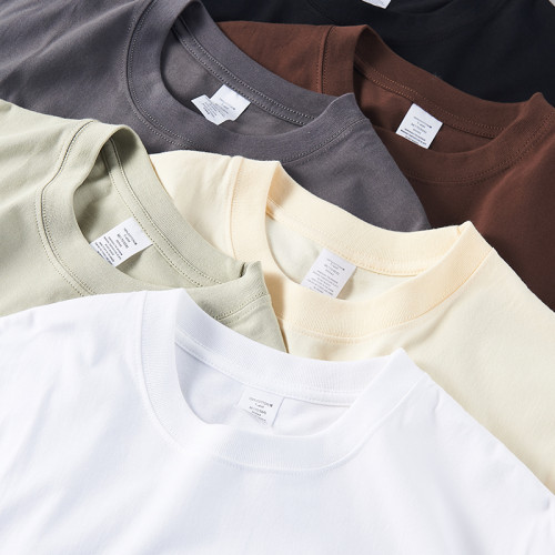 純白色500g重磅短袖男純棉t恤寬鬆加厚重磅男士純色全棉款t桖上衣