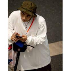 簡約休閒百搭純棉長袖t恤男oversize純色寬松小領口打底衫上衣女