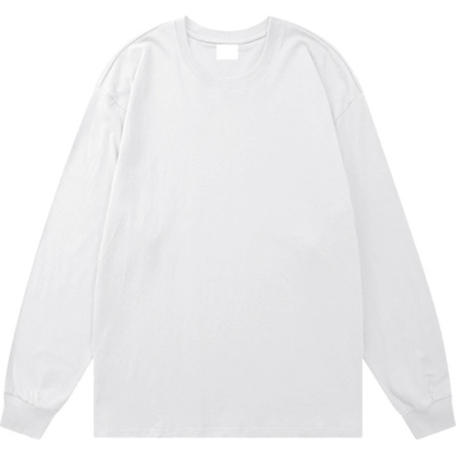 簡約休閒百搭純棉長袖t恤男oversize純色寬松小領口打底衫上衣女