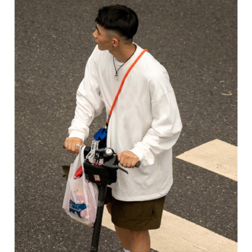 簡約休閒百搭純棉長袖t恤男oversize純色寬松小領口打底衫上衣女