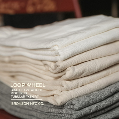 惡犬bronson老式台車織造300g重磅圓筒短袖T恤純色美式復古打底衫