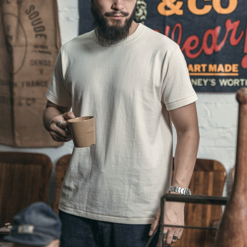 惡犬bronson老式台車織造300g重磅圓筒短袖T恤純色美式復古打底衫