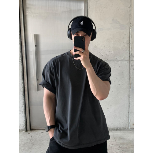 SSUMENAM「重磅 洗水 做舊」純棉300g短袖t恤男夏季韓系寬松半袖