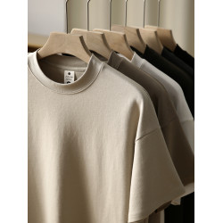 BGYO 美式復古300G磨毛短袖T恤男重磅vintage純色小領口運動TEE夏