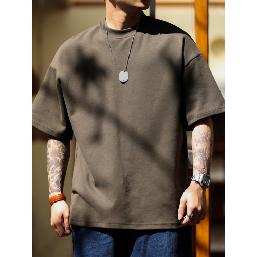 BGYO 美式復古300G磨毛短袖T恤男重磅vintage純色小領口運動TEE夏