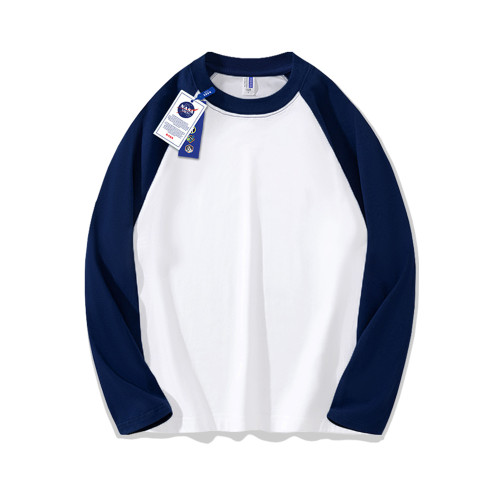 NASA聯名秋季圓領插肩長袖衛衣打底衫男潮流純棉寬松情侶撞色T恤 NASA聯名秋季圓領插肩長袖衛衣打底衫男潮流純棉寬松情侶撞色T恤