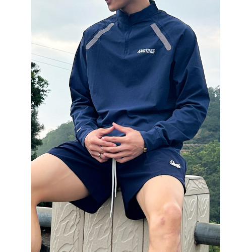 ANDTIME城市運動戶外健身髮熱春季立領跑步馬拉松籃球速乾長袖t恤