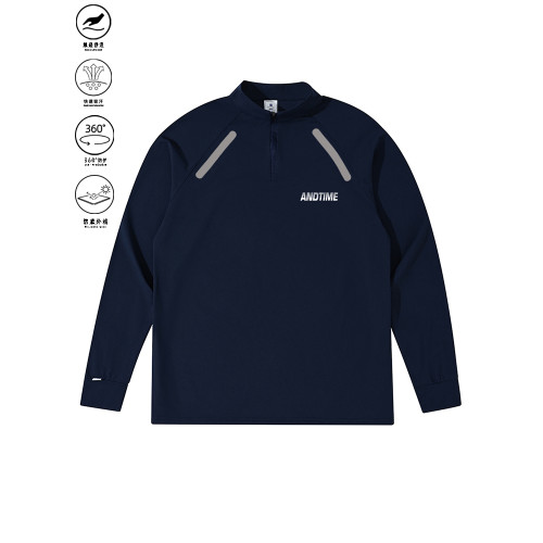 ANDTIME城市運動戶外健身髮熱春季立領跑步馬拉松籃球速乾長袖t恤