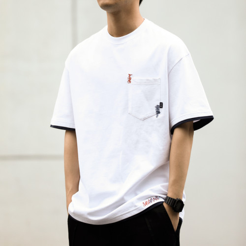 BGYO 日系重磅水洗假兩件短袖T恤男寬松口袋設計美式刺綉復古半袖 BGYO 日系重磅水洗假兩件短袖T恤男寬松口袋設計美式刺綉復古半袖